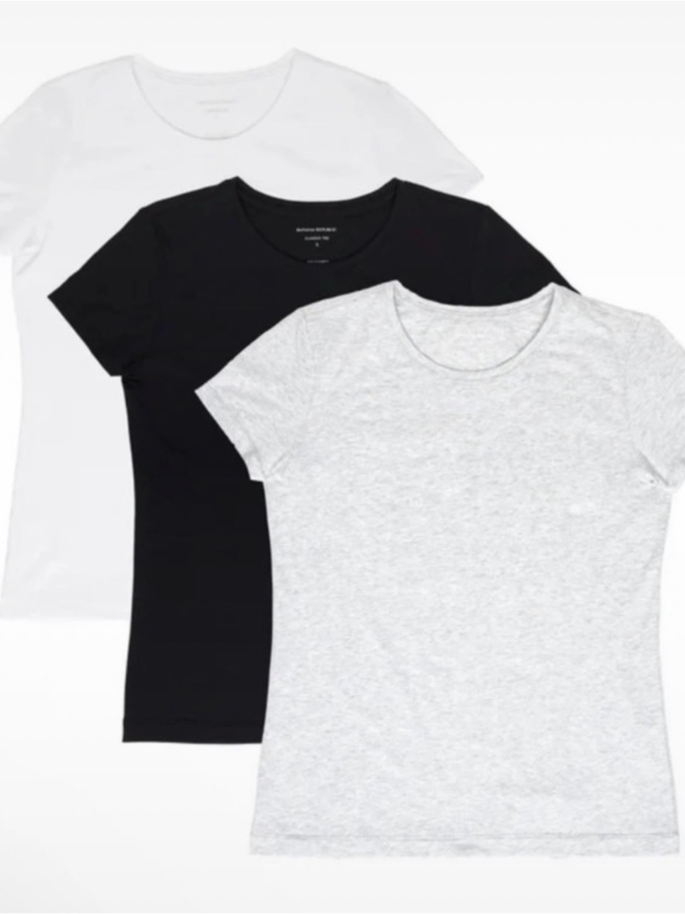 Banana Republic 3-Pack Crew Tees — White, Black & Light Gray Sz M